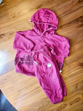 6-12M Maroon Hooded Sweatshirt and Jogger Set From Souris Mini